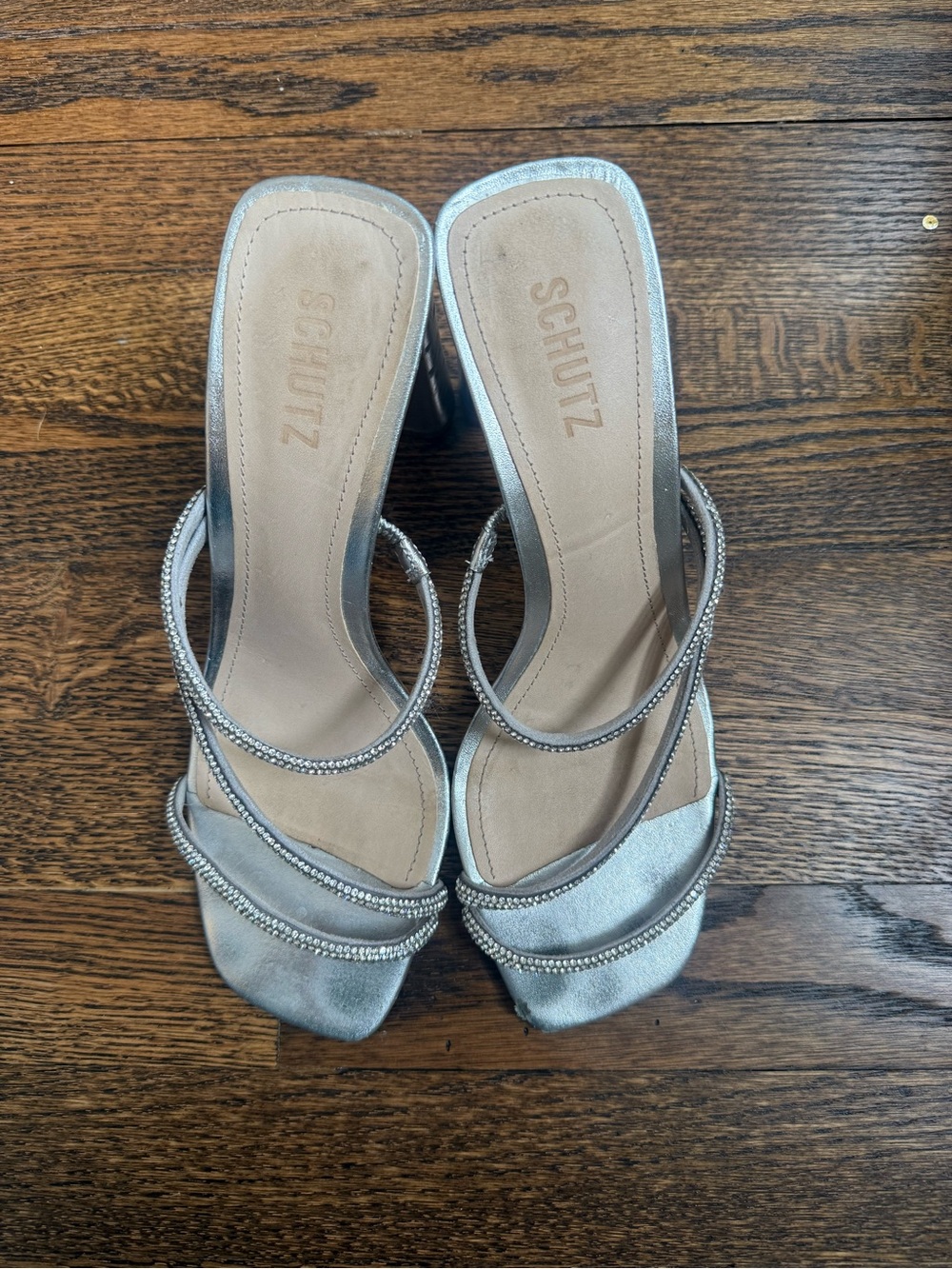 Schutz silver heels